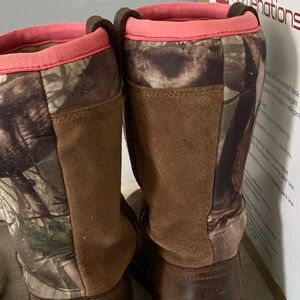 Ariat water proof pink camo boots and clothes